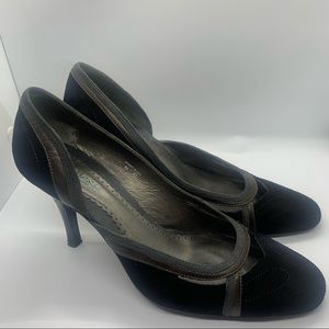 DONALD J PLINER - Half Dorsay  Design Rounded Toe Stiletto Heeled Suede Pumps